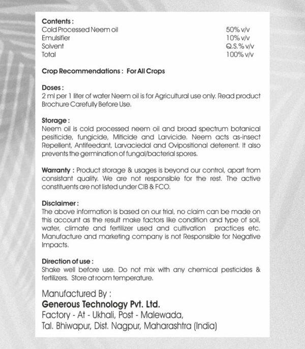 Neem Oil Ingred Neem Oil 500 ML