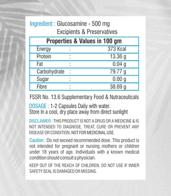 Glucosamine Capsules- ingred Glucosamine Capsules 60 Capsules
